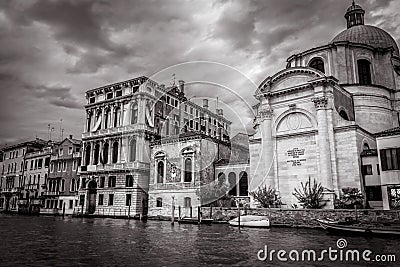 Venice at dusk in black and white, Italy Stock Photo