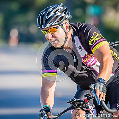 VENICE, FL - APRIL 24 - Strong competitive cyclists from all over the country participated in the Sharky Ride the Beaches event Editorial Stock Photo