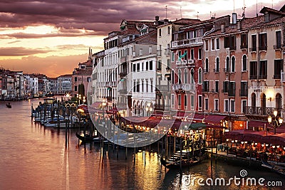Venice Grand Canal at night Stock Photo