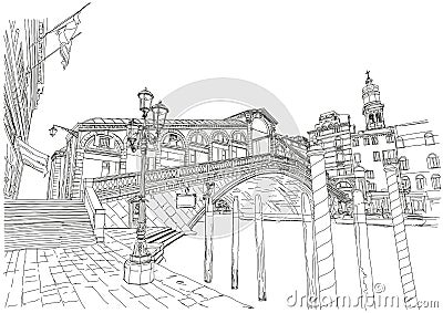 Venice - Grand Canal. Rialto Bridge Stock Photo