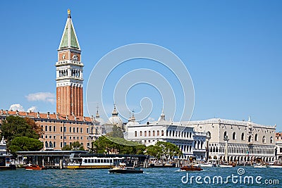 Venice, Grand Canal view with Saint Mark bell tower in Italy Stock Photo