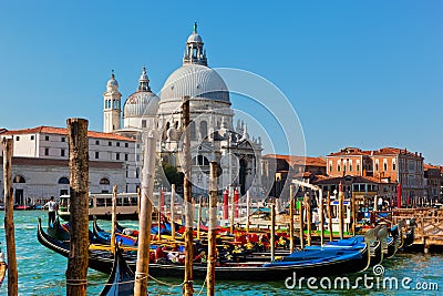 Venice, Italy. Basilica Santa Maria della Salute and Grand Canal Stock Photo