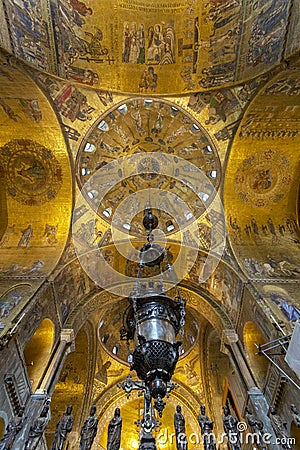 Ceiling mosaics of the St Mark`s Basilica in Venice Editorial Stock Photo