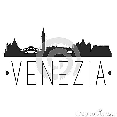 Venice Italy City Skyline Silhouette City Design Vector Famous Monuments. Vector Illustration