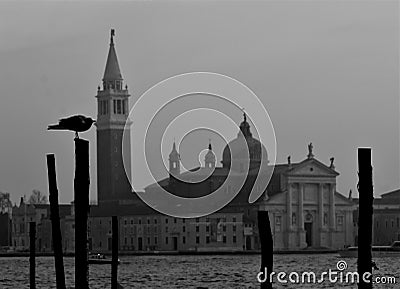 Venice, Italy, December 28, 2018 view from San Marco square of the Church of San Giorgio Maggiore Editorial Stock Photo