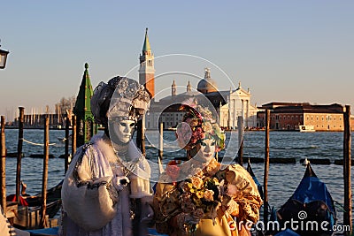 VENICE, Italy - FEBRUAR 24, 2014: Carnival in Venice - one of popular carnival in Europe. Stock Photo