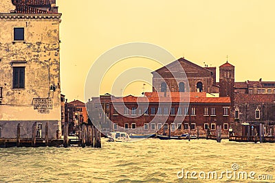 Historic houses along the lagoon Venice Editorial Stock Photo