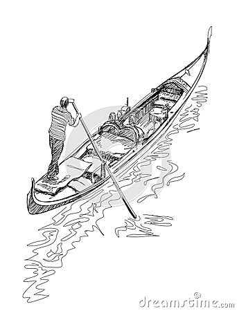 Venice. Italy. The gondolier floats on a gondolas Vector Illustration