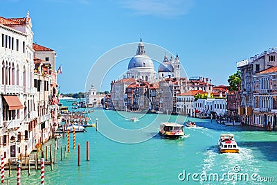 Venice, Italy. Grand Canal and Basilica Santa Maria della Salute Stock Photo