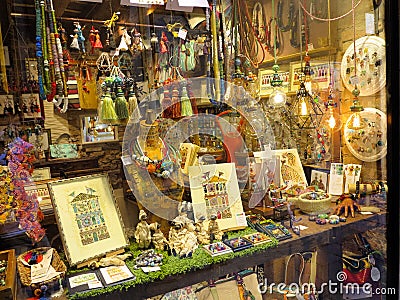 20.06.2017 Venice Italy: Handmade souvenir shop showcase Editorial Stock Photo