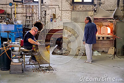 Traditional glass factory on the island of Murano near Venice Editorial Stock Photo