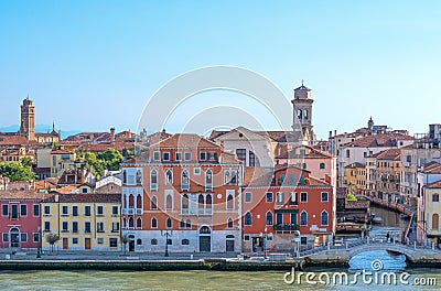 Venice, the architectures on the canals banks Editorial Stock Photo