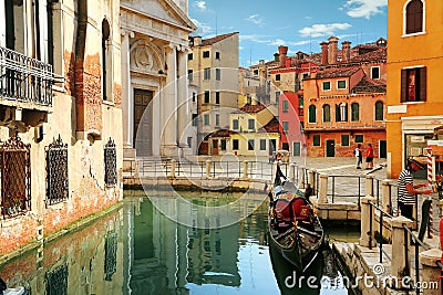 Charming view of a street corner in Venice, Italy Editorial Stock Photo