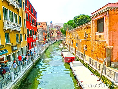 Venice, Italy - June 06, 2015: People on the street in Venice, Italy Editorial Stock Photo