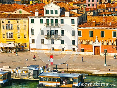 Venice, Italy - May 10, 2014: Beautiful view from Grand canal on colorful facades Editorial Stock Photo