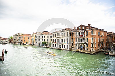 Venice, Gondola and Boats Sails Down on Grand Canal in Venice, Italy Editorial Stock Photo