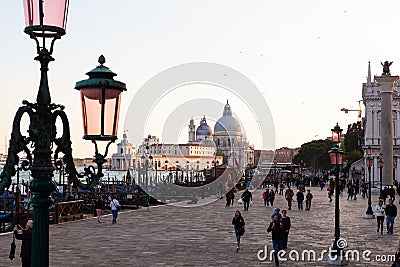 Typical Venice view, basilica of St. Mary of Health on the background Editorial Stock Photo