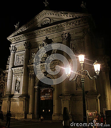 Venice, Italy, nocturnal view of San Stae church from Grand Canal Editorial Stock Photo