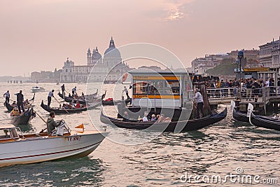 Venice, Italy - Nov 9 2019: St. Marco square seafront and tourist, gondolas Editorial Stock Photo