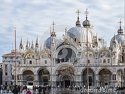 San Marco Cathedral or Basilica Domes. Venice, Italy Editorial Stock Photo