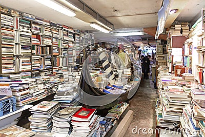 Venice, Italy - November 27, 2018: View of the Famous bookstore in Venice Editorial Stock Photo