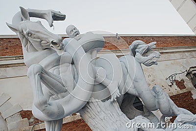 VENICE, ITALY - OCTOBER 7 , 2017: Sculpture The Fate of a Banished Man Editorial Stock Photo