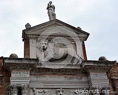 The proud image of the lion is everywhere in Venice Editorial Stock Photo