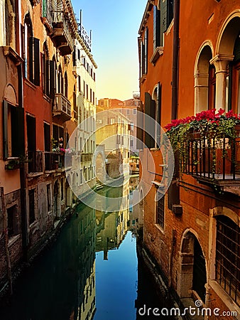 Venice, Italy. A romantic narrow canal Stock Photo