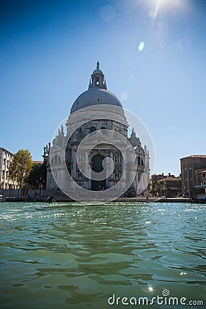 Venice. Italy. September 8, 2018.Cityscape image of Grand Canal in Venice, with Santa Maria della Salute Basilica Editorial Stock Photo