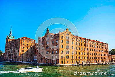 Venice, Italy - september 2017. Hotel Hilton Molino Stucky Venice, on the island of Giudecca. Editorial Stock Photo