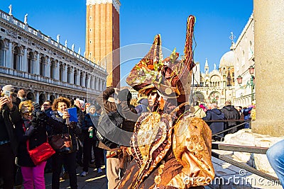 Venice Masquerade celebration spectacular characters San Marco Square Italy Editorial Stock Photo