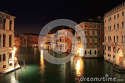 Venice: Night view from the Rialto Bridge Stock Photo