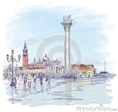 Venice. Piazza San Marco Vector Illustration