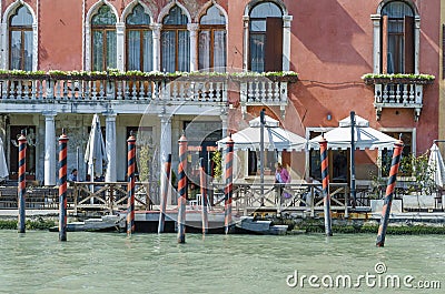 Venice restaurant waterfront Editorial Stock Photo