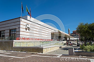 Venice Santa Lucia station, building on the Grand Canal, city of Venice. Editorial Stock Photo