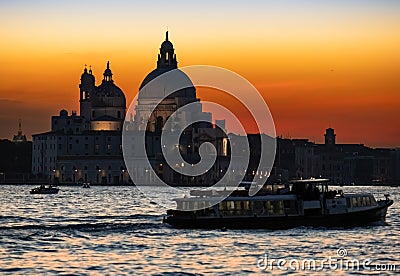 Venice, Santa Maria della Salute Church at sunset 2021 Editorial Stock Photo