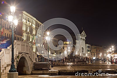 Venice seafront night scene Editorial Stock Photo