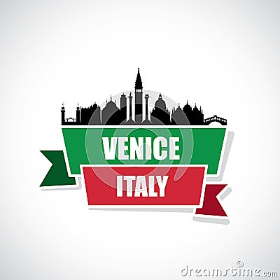 Venice skyline - Italy - ribbon banner - vector illustration Vector Illustration