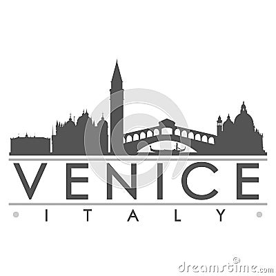 Venice Skyline Silhouette Design City Vector Art Vector Illustration