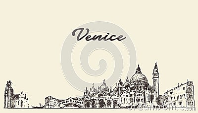 Venice skyline vector illustration drawn sketch Vector Illustration