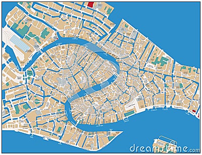 Venice Street Map Vector Illustration