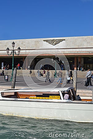 Venice train station and taxi Editorial Stock Photo