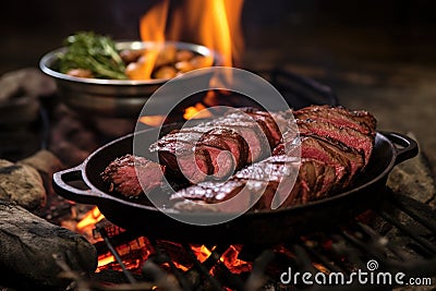 venison on a south african potjiekos barbecue Stock Photo