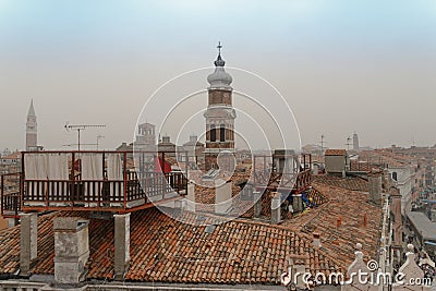 Venitian rooftop and tower Editorial Stock Photo