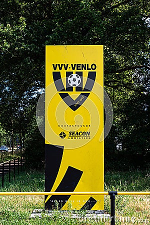 Venlo, Limburg, The Netherlands - Sign of the VVV Venlo soccer team at the stadium Editorial Stock Photo