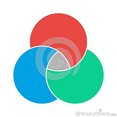 Venn diagram maths vector, Negative space, color modern icon - isolated on white background Vector Illustration