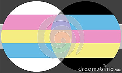 Venngender flag illustration. Mathematical intersection of two genders. Cartoon Illustration