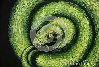 Venomous snake, oil painting, handmade Stock Photo