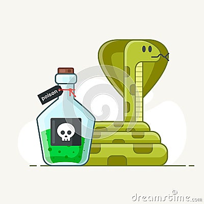 Venomous snake on a white background. flask with Vector Illustration