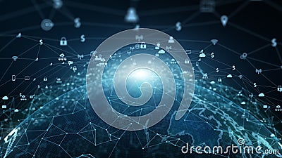 Vente de réseau de connexion de données de réseau de technologie et concept de sécurité informatique. Élément de la terre aménagé Vente de réseau de connexion de données de réseau de technologie et concept de sécurité informatique. Élément de la terre aménagé